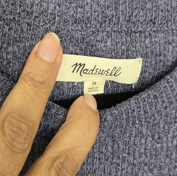 Madewell Westville Tank Midi Dress in a purple/blue ribbed knit fabric. - Picture 5 of 5